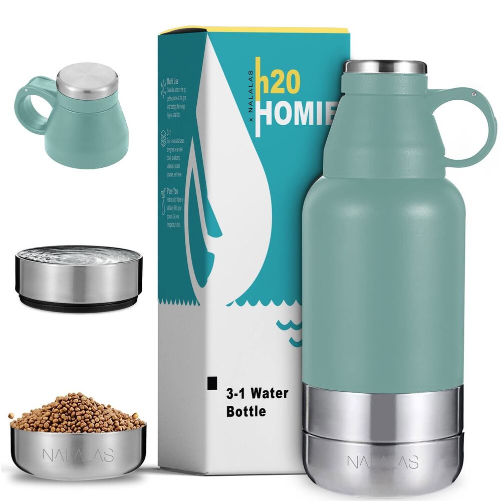 Nalalas Pet 3 in 1 Portable Stainless Steel Water Bottle 32oz